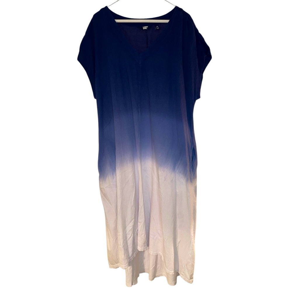 Casual Ombre V-Neck Maxi Dress in Navy and White
